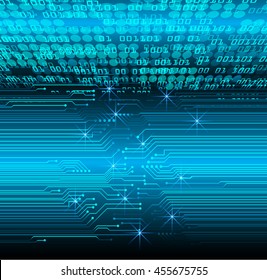 blue abstract cyber future technology concept background, vector illustration, circuit, binary code