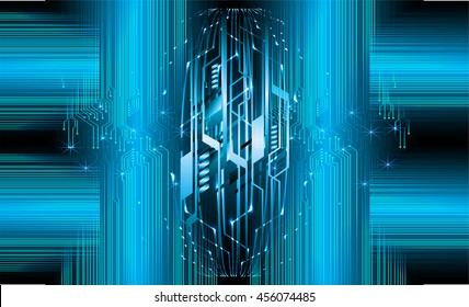 blue abstract cyber future technology concept background, illustration, circuit, binary code, vector