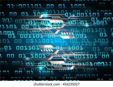 blue abstract cyber future technology concept background, illustration, circuit, binary code, vector