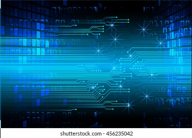 blue abstract cyber future technology concept background, illustration, circuit, binary code, vector
