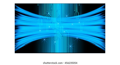 blue abstract cyber future technology concept background, illustration, circuit, binary code, vector
