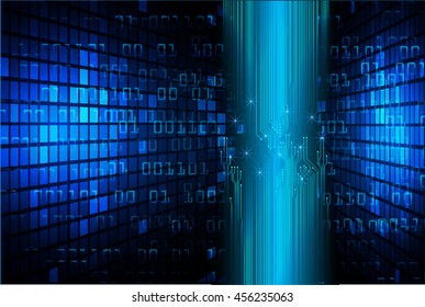 blue abstract cyber future technology concept background, illustration, circuit, binary code, vector