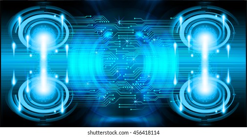 blue abstract cyber future technology concept background, illustration, circuit, binary code