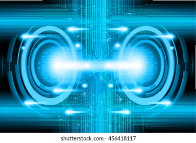 blue abstract cyber future technology concept background, illustration, circuit, binary code
