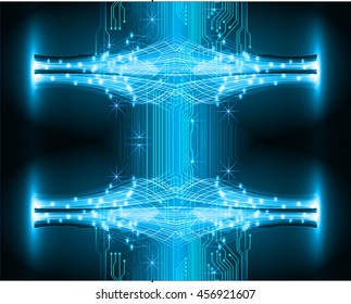 blue abstract cyber future technology concept background, illustration, circuit, binary code. vector