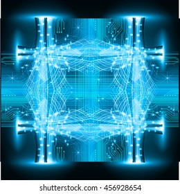 blue abstract cyber future technology concept background, illustration, circuit, binary code. vector