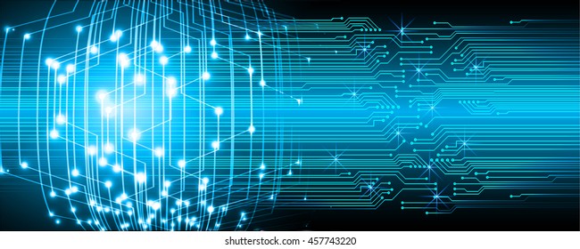 blue abstract cyber future technology concept background, illustration, circuit, binary code.
