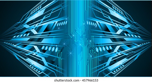 blue abstract cyber future technology concept background, illustration, circuit, binary code.
