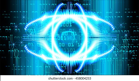 blue abstract cyber future technology concept background, illustration, circuit, binary code.