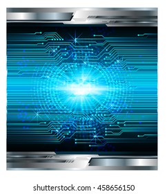 blue abstract cyber future technology concept background, illustration, circuit, binary code.