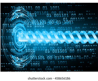 blue abstract cyber future technology concept background, illustration, circuit, binary code.