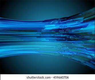 blue abstract cyber future technology concept background, illustration, circuit, binary code. vector. move motion speed