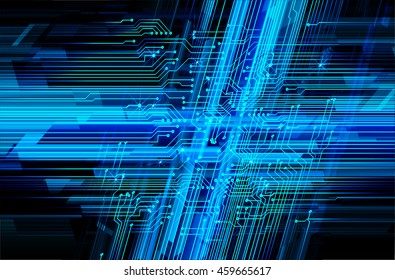 blue abstract cyber future technology concept background, illustration, circuit, binary code. move motion speed