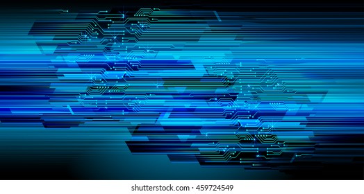 blue abstract cyber future technology concept background, illustration, circuit, binary code. move motion speed
