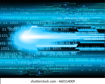 blue abstract cyber future technology concept background, illustration, circuit, binary code. move motion speed