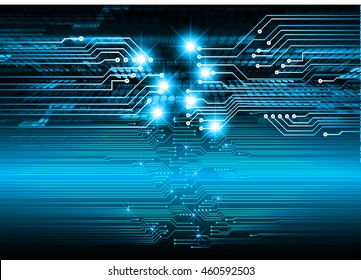 blue abstract cyber future technology concept background, illustration, circuit, binary code. move motion speed