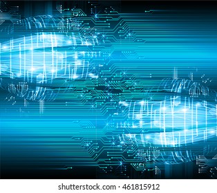 blue abstract cyber future technology concept background, illustration, circuit, move motion speed