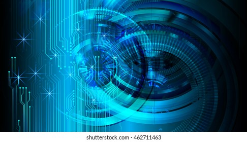 blue abstract cyber future technology concept background, illustration, circuit, binary code. move motion speed. vector. sci-fi