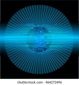 blue abstract cyber future technology concept background, illustration, circuit, binary code. move motion speed. vector. sci-fi