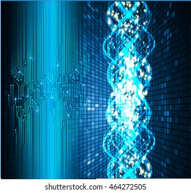 blue abstract cyber future technology concept background, illustration, circuit, binary code. move motion speed. vector. sci-fi
