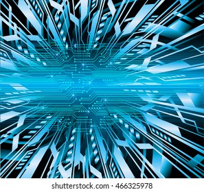 blue abstract cyber future technology concept background, illustration, circuit, binary code. move motion speed. sci-fi