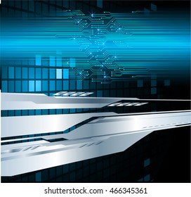 blue abstract cyber future technology concept background, illustration, circuit, binary code. move motion speed. sci-fi