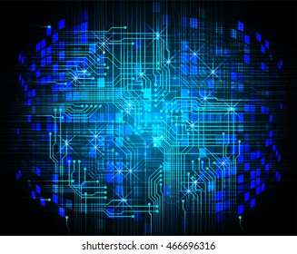 blue abstract cyber future technology concept background, illustration, circuit, binary code. move motion speed. sci-fi
