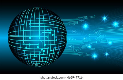 blue abstract cyber future technology concept background, illustration, circuit, binary code. move motion speed. sci-fi