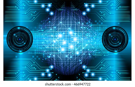 blue abstract cyber future technology concept background, illustration, circuit, binary code. move motion speed. sci-fi
