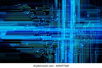 blue abstract cyber future technology concept background, illustration, circuit, binary code. move motion speed. sci-fi. Spark. vector