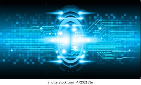 blue abstract cyber future technology concept background, illustration, circuit. move motion speed. sci-fi, Safety, Closed Padlock on digital. Spark