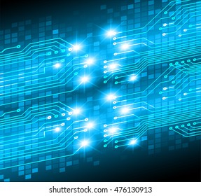 blue abstract cyber future technology concept background, illustration, circuit board, binary code