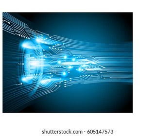 Blue abstract cyber future technology concept background, vector illustration