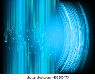 blue abstract cyber light hi speed internet technology background illustration, Background conceptual image of digital. eye scan virus computer. wave