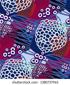 blue abstract dark seamless pattern vector floral design primitive scandinavian