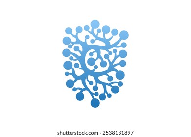 Blue abstract design with circles and branches suitable for web backgrounds, digital art projects, networking, technology and modern graphic designs.