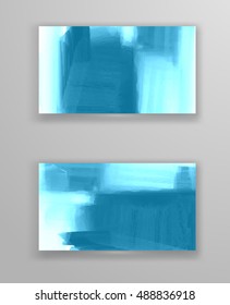 Blue abstract design. Ink paint on brochure, Color element isolated on white. Grunge banner paints. Simple composition. Liquid ink. Background for banner, card, poster, identity, web design.