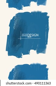 Blue abstract design. Ink paint on brochure, Color element isolated on white. Grunge banner paints. Simple composition. Liquid ink. Background for banner, card, poster, identity,web design.