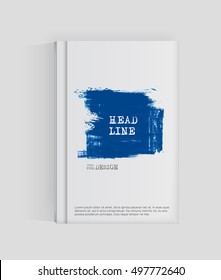 Blue abstract design. Ink paint on brochure, Monochrome element isolated on white. Grunge banner paints. Simple composition. Liquid ink. Background for banner, card, poster, identity,web design.