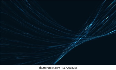 Azul abstracto digital mágico de alta tecnología energía cósmica energía eléctrica brillante fondo de textura luminosa brillante de tiras, líneas energéticas, hilos entrelazados y espacio de copia. Vector.