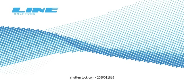 Blaue abstrakte, gepunktete Linie mit Halbtoneffekt. Breite Vektorgrafiken