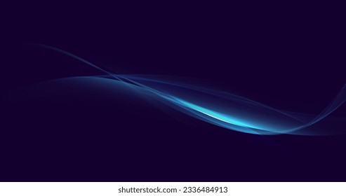 Blue abstract dynamic lines wavy technology abstract background. Futuristic hi-technology concept. Vector illustration