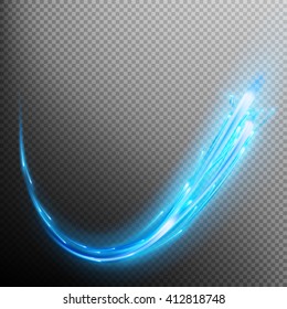 Blue abstract effect background with blurred magic neon light curved lines. EPS 10 vector file included