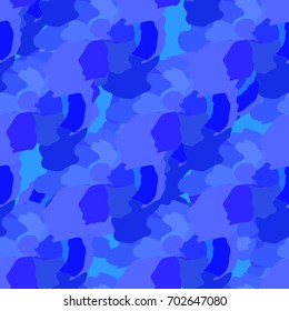 Blue abstract elements scattered over a seamless pattern