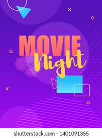 Blue Abstract Flat Banner. Order Tickets for Night Film Premiere. Cinema fest Reservation Places for an Evening Session. Poster Advertising latest Innovations. Order Tickets Online Movie Night.