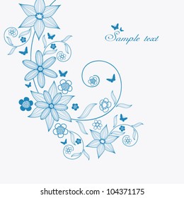 blue abstract floral background