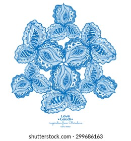Blue abstract floral element with text for decorative design