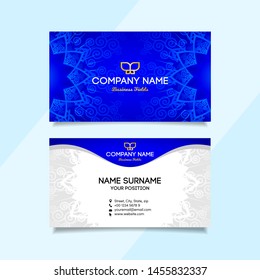 Blue Abstract Floral Ornaments Business Cards