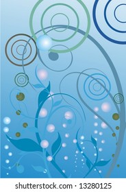 Blue abstract floral pattern