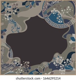 hijab de hijab contemporáneo con motivos florales abstractos azules